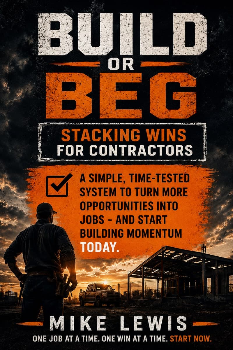 Book cover: Build or Beg — Stacking Wins for Contractors, by Mike Lewis